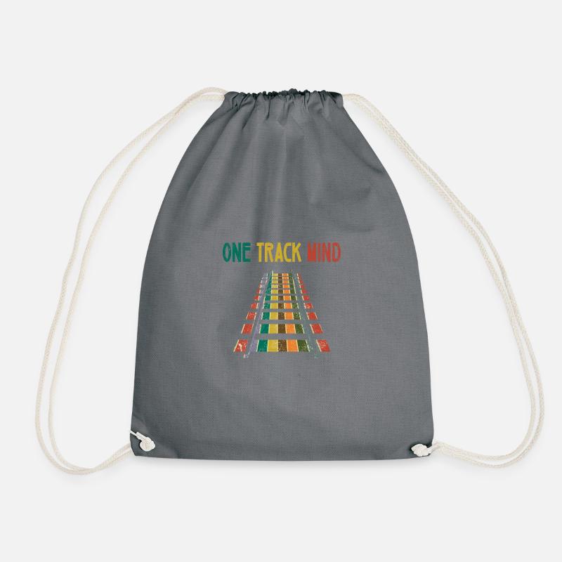 Railroad Train track shirt - Drawstring Bag - grey