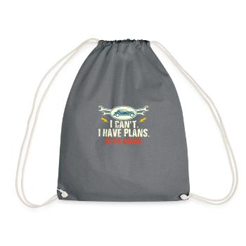 I Can t I Have Plans In The Garage T Shirt - Turnbeutel - Grau - Vorne
