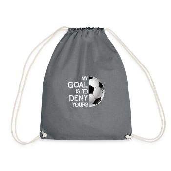 My Goal Is Deny Yours Soccer Goalie Distressed - Drawstring Bag - grey - Front