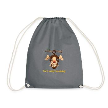 Monkey human monkey primates Don't worry the wild gift - Drawstring Bag - grey - Front