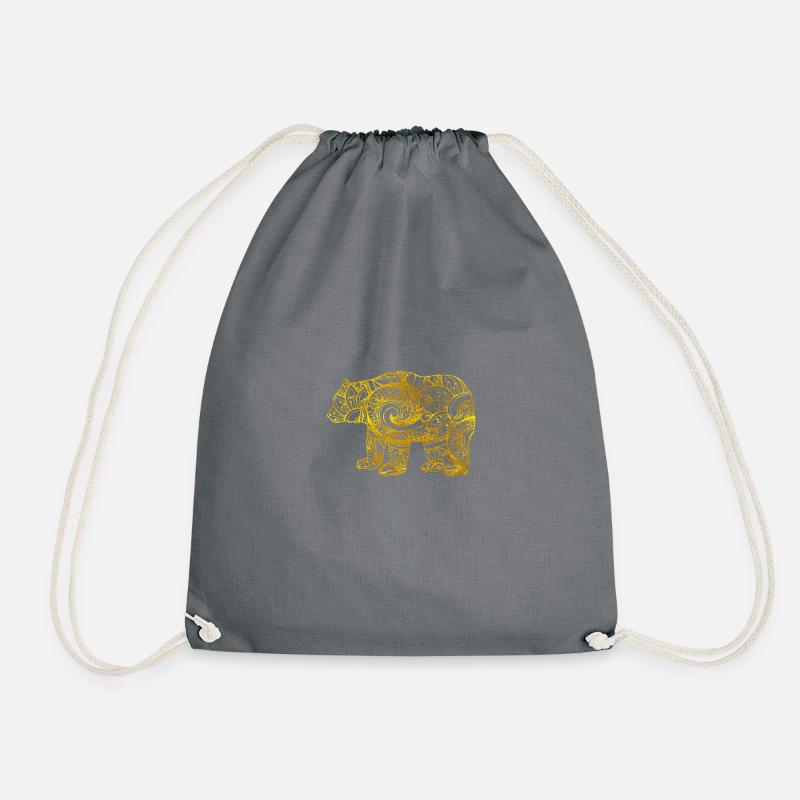 Bär gold Mandala golden bear Muster Tier glänzend - Turnbeutel - Grau