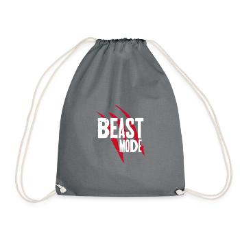 Beast Fashion Bodybuilding Gym Fitness Gift Idea - Drawstring Bag - grey - Front