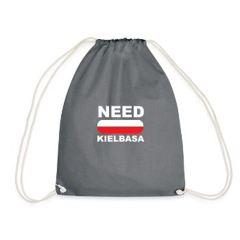 Poland T-Shirt Polska saying Polish Kielbasa - Drawstring Bag - grey - Front