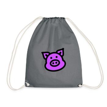 Pig Animal Pink - Drawstring Bag - grey - Front