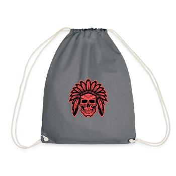 Apache Indian Chief Skull - Drawstring Bag - grey - Front