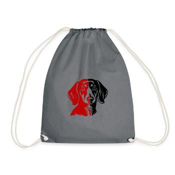 Dachshund Hund Kopf Dackel - Turnbeutel - Grau - Vorne