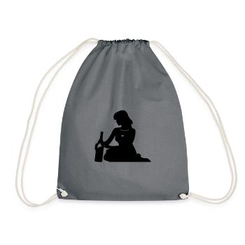 Silhouette Frau Drinking - Turnbeutel - Grau - Vorne