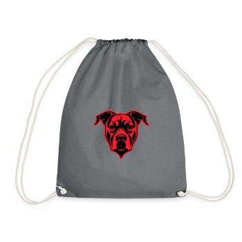 Staffordshire Bull Terrier Dog Head - Drawstring Bag - grey - Front