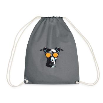Greyhound Hund Hipster Cool Party - Turnbeutel - Grau - Vorne