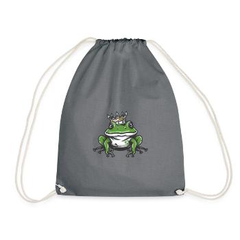 Frosch Kopf Krone - Turnbeutel - Grau - Vorne