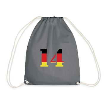 14 Zahl Trikot Deutschland - Turnbeutel - Grau - Vorne