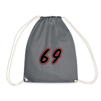 69 Zahl Symbol - Turnbeutel - Grau - Vorne