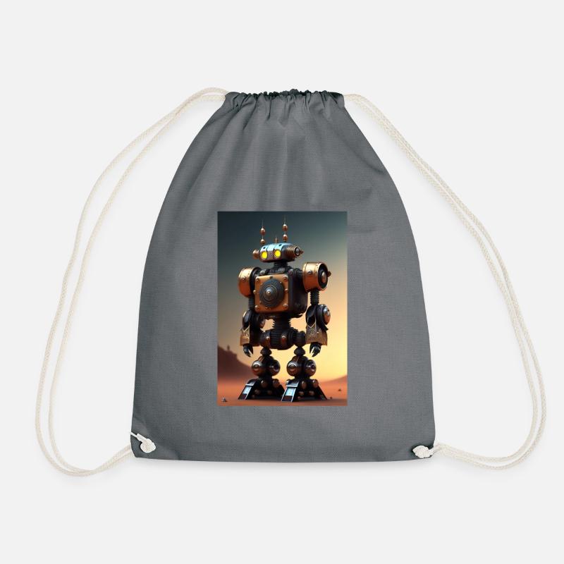 Steampunk Robot 2 - Turnbeutel - Grau