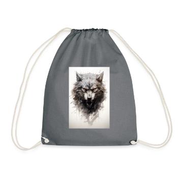 An angry, gray wolf with graphic elements - Drawstring Bag - grey - Front