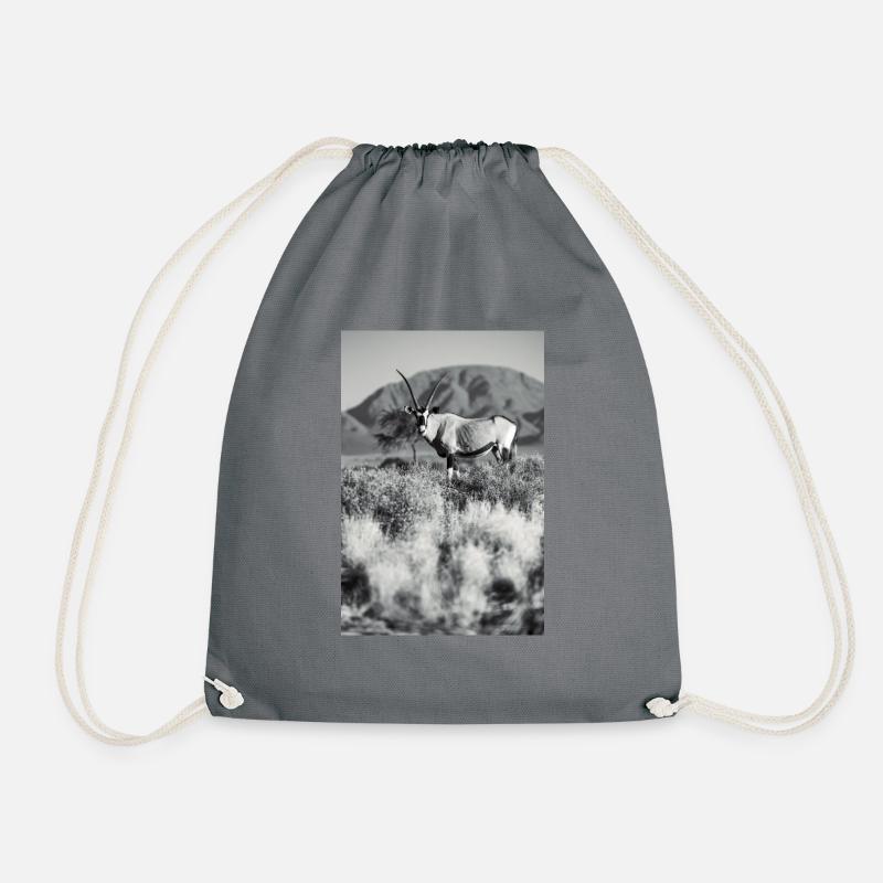 Namibia Orxy Antelope - Drawstring Bag - grey