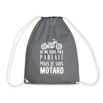 Biker Humor Phrase Logo - Drawstring Bag - grey - Front