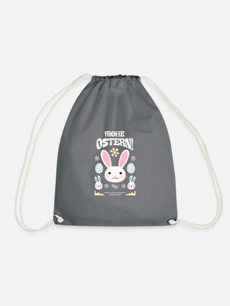 Frohe Ostern Osterhase - Turnbeutel - Grau