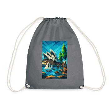Sydney OPERA HOUSE – Architecture as a Wave - Drawstring Bag - grey - Front