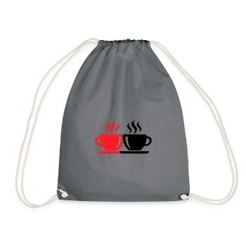 Coffee cup - Drawstring Bag - grey - Front