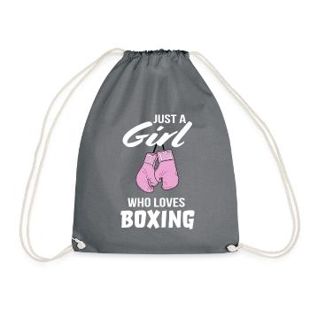 Boxing Girl Kickboxer Boxer Gift - Drawstring Bag - grey - Front