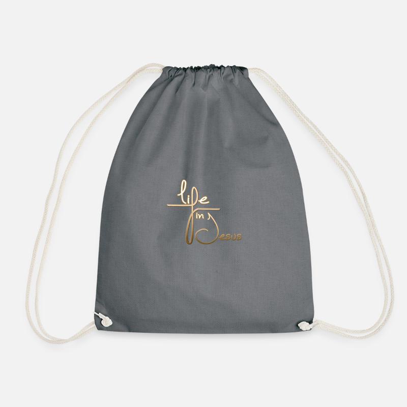 Christliches Design - Leben in Jesus - Turnbeutel - Grau