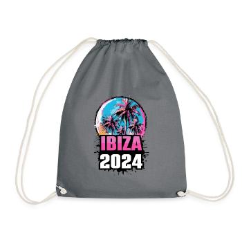 Ibiza 2024 Palmen - Turnbeutel - Grau - Vorne