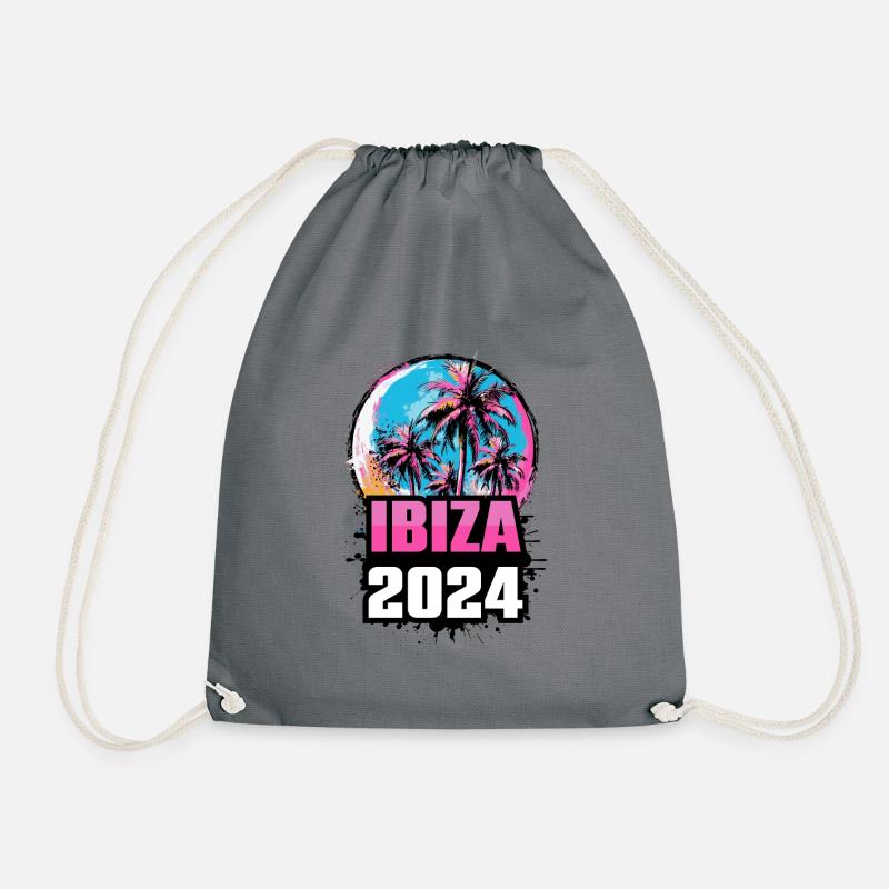 Ibiza 2024 Palm Trees - Drawstring Bag - grey