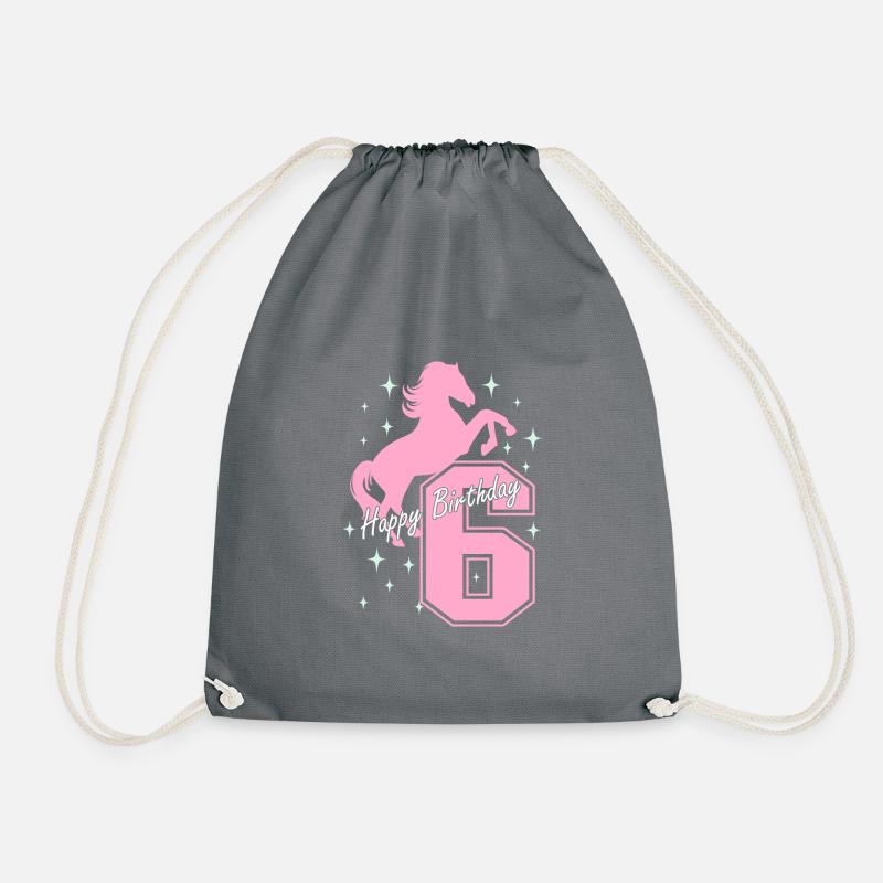 6. Geburtstag Reiten Pferd Reitstall - Turnbeutel - Grau