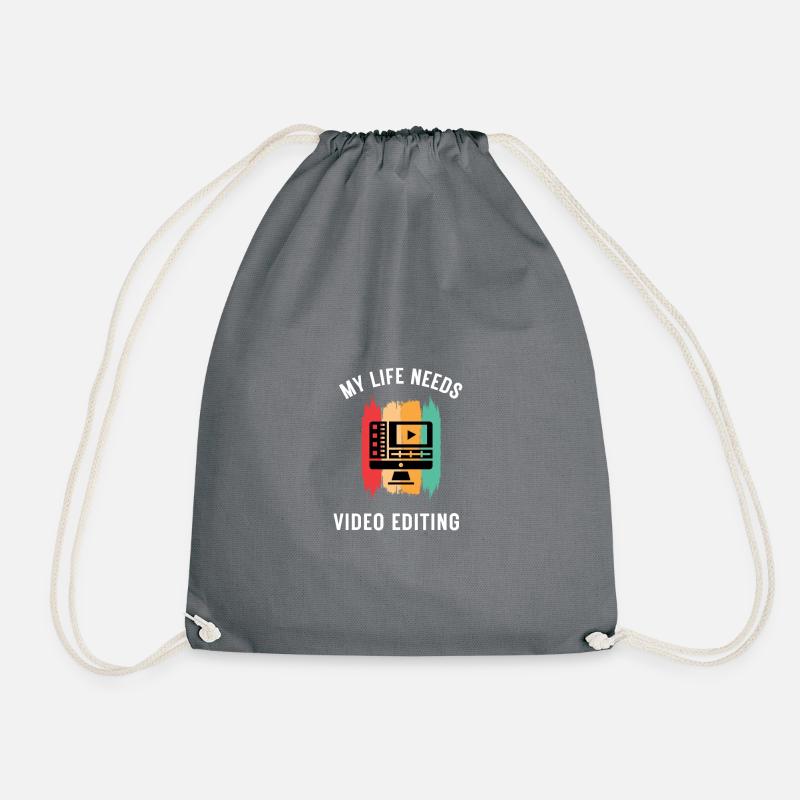 Gift for editor and video editing - Drawstring Bag - grey