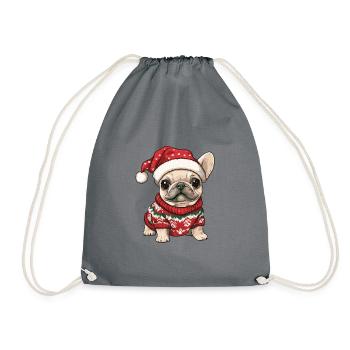 Buldog Français Chien Noël - Sac de sport léger - gris - Devant