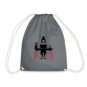 Learning Woman Computer Job - Drawstring Bag - grey - Front