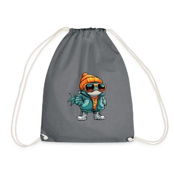 Piranha Fische Cool Comic - Turnbeutel - Grau - Vorne