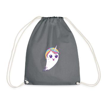 Colorful unicorn ghost - Drawstring Bag - grey - Front