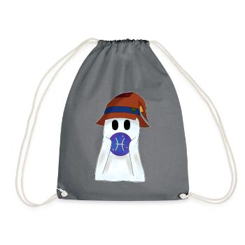 Little ghost with the zodiac sign Pisces - Drawstring Bag - grey - Front
