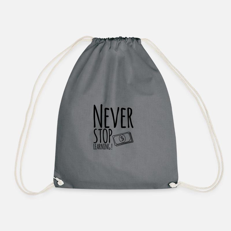 Never STOP Learning ! - Turnbeutel - Grau