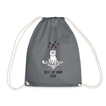 Best Cat mom ever - für die beste Katzenmama - Drawstring Bag - grey - Front