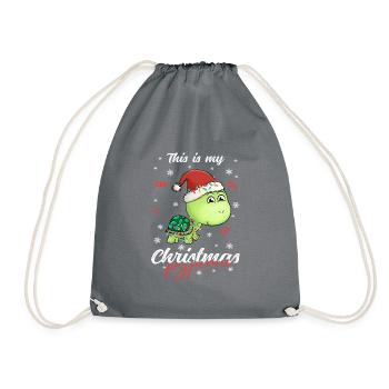 Schildkröte Pyjama Weihnachten Schlafen - Turnbeutel - Grau - Vorne
