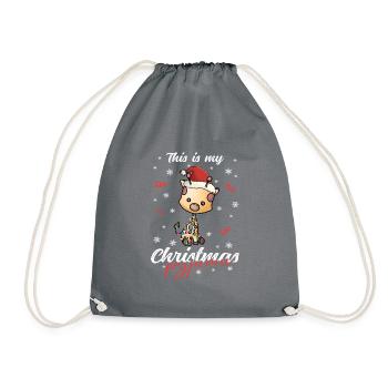 Giraffe Pyjama Weihnachten Schlafen - Turnbeutel - Grau - Vorne