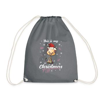Giraffe Pyjama Weihnachten Schlafen - Turnbeutel - Grau - Vorne