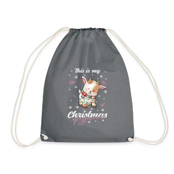 Ziege Pyjama Weihnachten Schlafen - Turnbeutel - Grau - Vorne