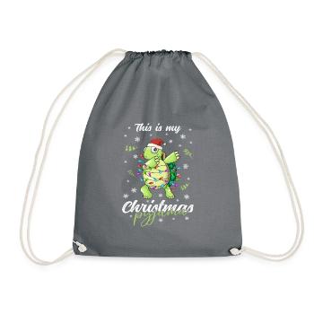 Schildkröte Pyjama Weihnachten Schlafen - Turnbeutel - Grau - Vorne
