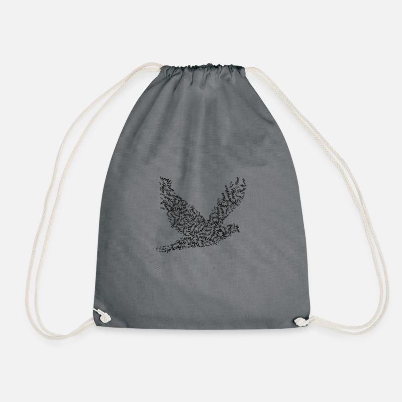 Bird Peace - Drawstring Bag - grey