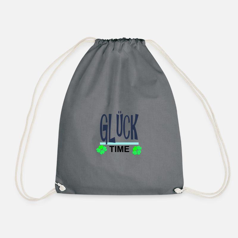 Glück-Time Neon mit Kleeblättern - Turnbeutel - Grau