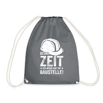 Baustelle Geschenk Hausbau Bauherr - Turnbeutel - Grau - Vorne