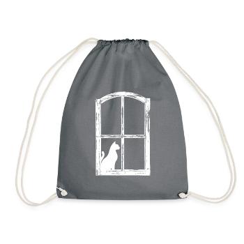 Cat - Drawstring Bag - grey - Front