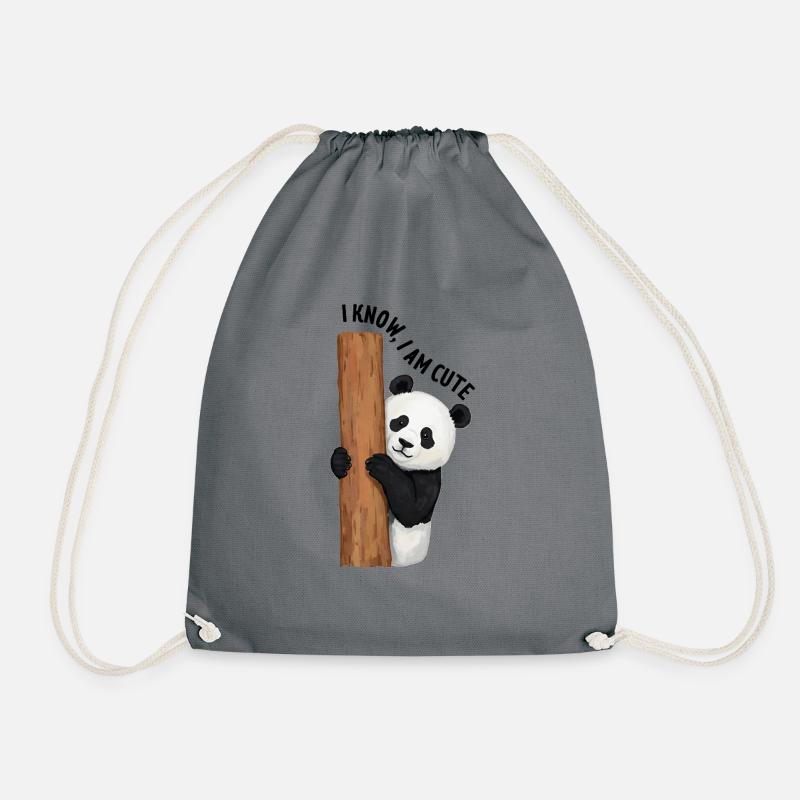 Panda cute - Drawstring Bag - grey