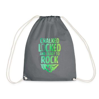 Chalked Locked And Ready To Rock Rock Climber Boul - Turnbeutel - Grau - Vorne