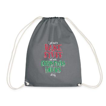 Bake Stuff Watch Filme Weihnachtskuchen Back Geschenk - Turnbeutel - Grau - Vorne