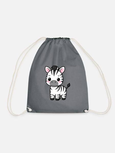 Niedliches kawaii Zebra Geschenk - Turnbeutel - Grau