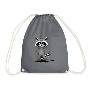 Raccoon urban wild animal cute cheeky casual gift - Drawstring Bag - grey - Front